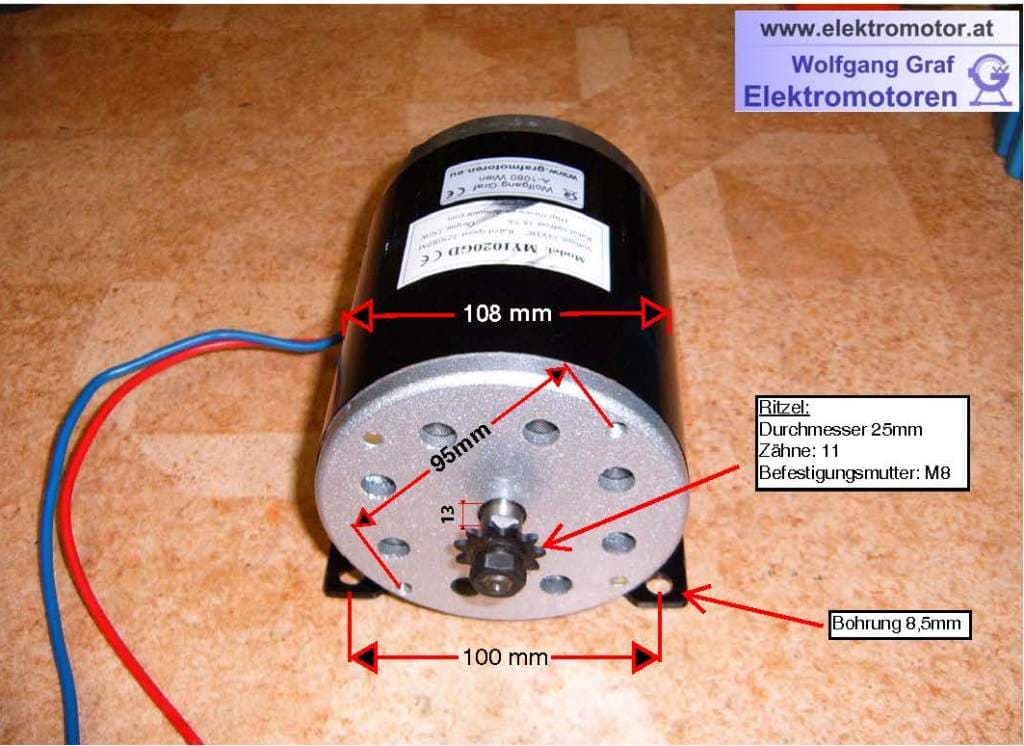 36V Motor 750Watt mit Ritzel
