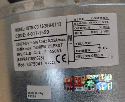 Fan Coil Gebläse mit Bodenplatte 3BTM-CO12/20
