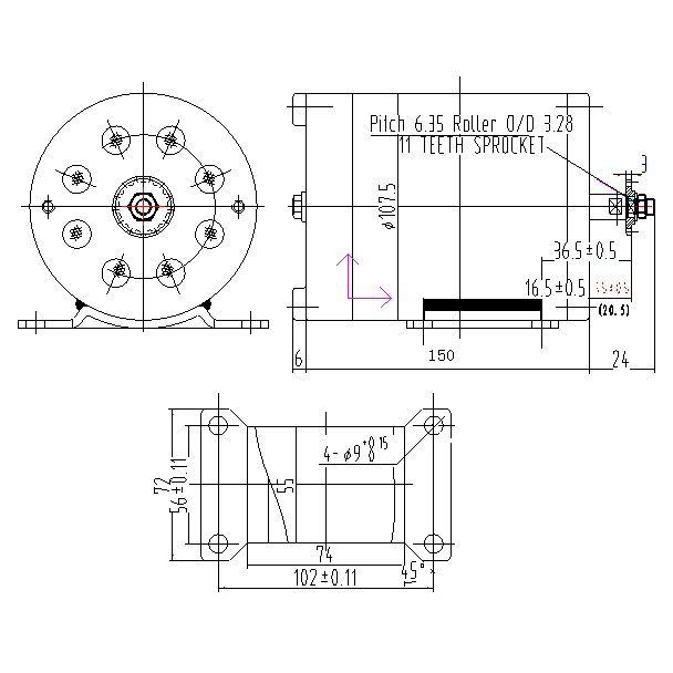 48V Motor 1000Watt mit Ritzel