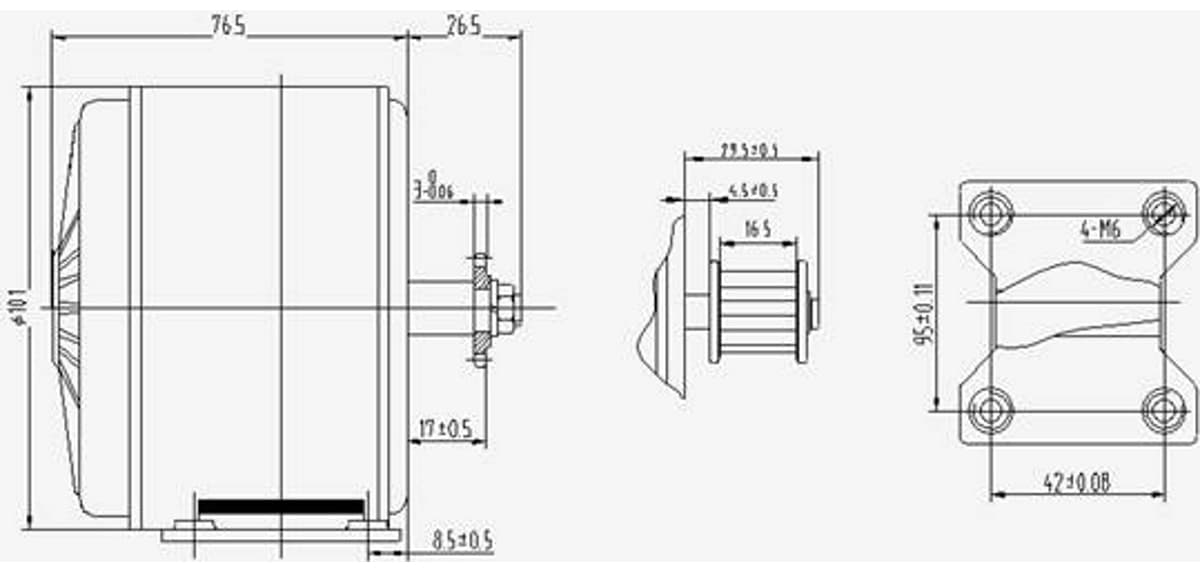 24V Motor 280Watt mit Ritzel